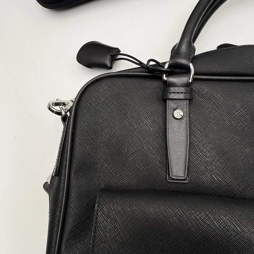 TUMI Villa Lucca City Business Tote 73124D2 Black Leather Laptop Bag T-Pass Keys